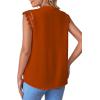 imageLYANER Womens Elegant Notch V Neck Lace Trim Cap Sleeve Blouse Shirt Sleeveless TopBurn Orange