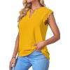 imageLYANER Womens Elegant Notch V Neck Lace Trim Cap Sleeve Blouse Shirt Sleeveless TopGinger