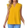 imageLYANER Womens Elegant Notch V Neck Lace Trim Cap Sleeve Blouse Shirt Sleeveless TopGinger