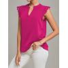 imageLYANER Womens Elegant Notch V Neck Lace Trim Cap Sleeve Blouse Shirt Sleeveless TopHot Pink