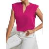 imageLYANER Womens Elegant Notch V Neck Lace Trim Cap Sleeve Blouse Shirt Sleeveless TopHot Pink
