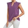 imageLYANER Womens Elegant Notch V Neck Lace Trim Cap Sleeve Blouse Shirt Sleeveless TopLavender Purple