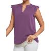 imageLYANER Womens Elegant Notch V Neck Lace Trim Cap Sleeve Blouse Shirt Sleeveless TopLavender Purple