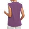 imageLYANER Womens Elegant Notch V Neck Lace Trim Cap Sleeve Blouse Shirt Sleeveless TopLavender Purple