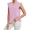 imageLYANER Womens Elegant Notch V Neck Lace Trim Cap Sleeve Blouse Shirt Sleeveless TopLight Purple