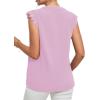 imageLYANER Womens Elegant Notch V Neck Lace Trim Cap Sleeve Blouse Shirt Sleeveless TopLight Purple