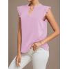 imageLYANER Womens Elegant Notch V Neck Lace Trim Cap Sleeve Blouse Shirt Sleeveless TopLight Purple