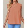 imageLYANER Womens Elegant Notch V Neck Lace Trim Cap Sleeve Blouse Shirt Sleeveless TopPink