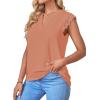 imageLYANER Womens Elegant Notch V Neck Lace Trim Cap Sleeve Blouse Shirt Sleeveless TopPink