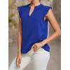 imageLYANER Womens Elegant Notch V Neck Lace Trim Cap Sleeve Blouse Shirt Sleeveless TopRoyal Blue