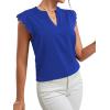 imageLYANER Womens Elegant Notch V Neck Lace Trim Cap Sleeve Blouse Shirt Sleeveless TopRoyal Blue