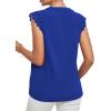 imageLYANER Womens Elegant Notch V Neck Lace Trim Cap Sleeve Blouse Shirt Sleeveless TopRoyal Blue