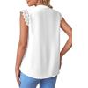 imageLYANER Womens Elegant Notch V Neck Lace Trim Cap Sleeve Blouse Shirt Sleeveless TopWhite