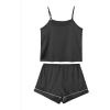 imageLYANER Womens Pajamas Set 7pcs Silk Satin Sleepwear Loungewear Cami Shirt Pj SetBlack