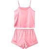 imageLYANER Womens Pajamas Set 7pcs Silk Satin Sleepwear Loungewear Cami Shirt Pj SetBright Pink