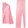 imageLYANER Womens Pajamas Set 7pcs Silk Satin Sleepwear Loungewear Cami Shirt Pj SetBright Pink