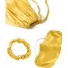 imageLYANER Womens Pajamas Set 7pcs Silk Satin Sleepwear Loungewear Cami Shirt Pj SetBright Yellow