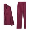 imageLYANER Womens Pajamas Set 7pcs Silk Satin Sleepwear Loungewear Cami Shirt Pj SetBurgundy
