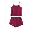 imageLYANER Womens Pajamas Set 7pcs Silk Satin Sleepwear Loungewear Cami Shirt Pj SetBurgundy