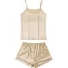 imageLYANER Womens Pajamas Set 7pcs Silk Satin Sleepwear Loungewear Cami Shirt Pj SetChampagne