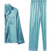 imageLYANER Womens Pajamas Set 7pcs Silk Satin Sleepwear Loungewear Cami Shirt Pj SetChampagne Green