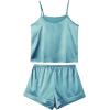 imageLYANER Womens Pajamas Set 7pcs Silk Satin Sleepwear Loungewear Cami Shirt Pj SetChampagne Green