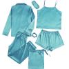 imageLYANER Womens Pajamas Set 7pcs Silk Satin Sleepwear Loungewear Cami Shirt Pj SetChampagne Green
