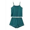 imageLYANER Womens Pajamas Set 7pcs Silk Satin Sleepwear Loungewear Cami Shirt Pj SetDark Green