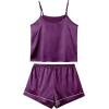 imageLYANER Womens Pajamas Set 7pcs Silk Satin Sleepwear Loungewear Cami Shirt Pj SetEggplant Purple