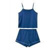 imageLYANER Womens Pajamas Set 7pcs Silk Satin Sleepwear Loungewear Cami Shirt Pj SetNavy