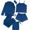 imageLYANER Womens Pajamas Set 7pcs Silk Satin Sleepwear Loungewear Cami Shirt Pj SetNavy