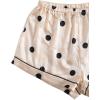 imageLYANER Womens Pajamas Set 7pcs Silk Satin Sleepwear Loungewear Cami Shirt Pj SetPolka Dots Beige