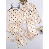 imageLYANER Womens Pajamas Set 7pcs Silk Satin Sleepwear Loungewear Cami Shirt Pj SetPolka Dots Beige