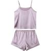 imageLYANER Womens Pajamas Set 7pcs Silk Satin Sleepwear Loungewear Cami Shirt Pj SetPurple
