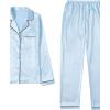 imageLYANER Womens Pajamas Set 7pcs Silk Satin Sleepwear Loungewear Cami Shirt Pj SetSky Blue