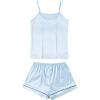 imageLYANER Womens Pajamas Set 7pcs Silk Satin Sleepwear Loungewear Cami Shirt Pj SetSky Blue