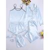 imageLYANER Womens Pajamas Set 7pcs Silk Satin Sleepwear Loungewear Cami Shirt Pj SetStriped Blue