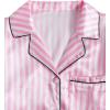 imageLYANER Womens Pajamas Set 7pcs Silk Satin Sleepwear Loungewear Cami Shirt Pj SetStriped Pink