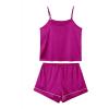 imageLYANER Womens Pajamas Set 7pcs Silk Satin Sleepwear Loungewear Cami Shirt Pj SetViolet Red