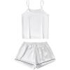 imageLYANER Womens Pajamas Set 7pcs Silk Satin Sleepwear Loungewear Cami Shirt Pj SetWhite