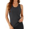imageLYANER Womens Racerback Tank Tops Crew Neck Open Back Workout Tops Athletic Muscle Tank Yoga ShirtsBlack