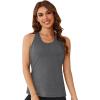 imageLYANER Womens Racerback Tank Tops Crew Neck Open Back Workout Tops Athletic Muscle Tank Yoga ShirtsGray