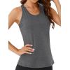 imageLYANER Womens Racerback Tank Tops Crew Neck Open Back Workout Tops Athletic Muscle Tank Yoga ShirtsGray