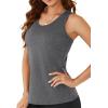 imageLYANER Womens Racerback Tank Tops Crew Neck Open Back Workout Tops Athletic Muscle Tank Yoga ShirtsGray