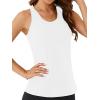 imageLYANER Womens Racerback Tank Tops Crew Neck Open Back Workout Tops Athletic Muscle Tank Yoga ShirtsWhite