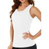 imageLYANER Womens Racerback Tank Tops Crew Neck Open Back Workout Tops Athletic Muscle Tank Yoga ShirtsWhite