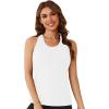 imageLYANER Womens Racerback Tank Tops Crew Neck Open Back Workout Tops Athletic Muscle Tank Yoga ShirtsWhite