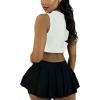 imageLYANER Womens Rhinestone Fringe High Low Hem Sleeveless Ribbed Crop Tops Tank BlouseWhite