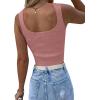 imageLYANER Womens Rhinestone Fringe Trim Ribbed Knit Square Neck Sleeveless Crop Tank TopDusty Pink