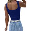 imageLYANER Womens Rhinestone Fringe Trim Ribbed Knit Square Neck Sleeveless Crop Tank TopRoyal Blue